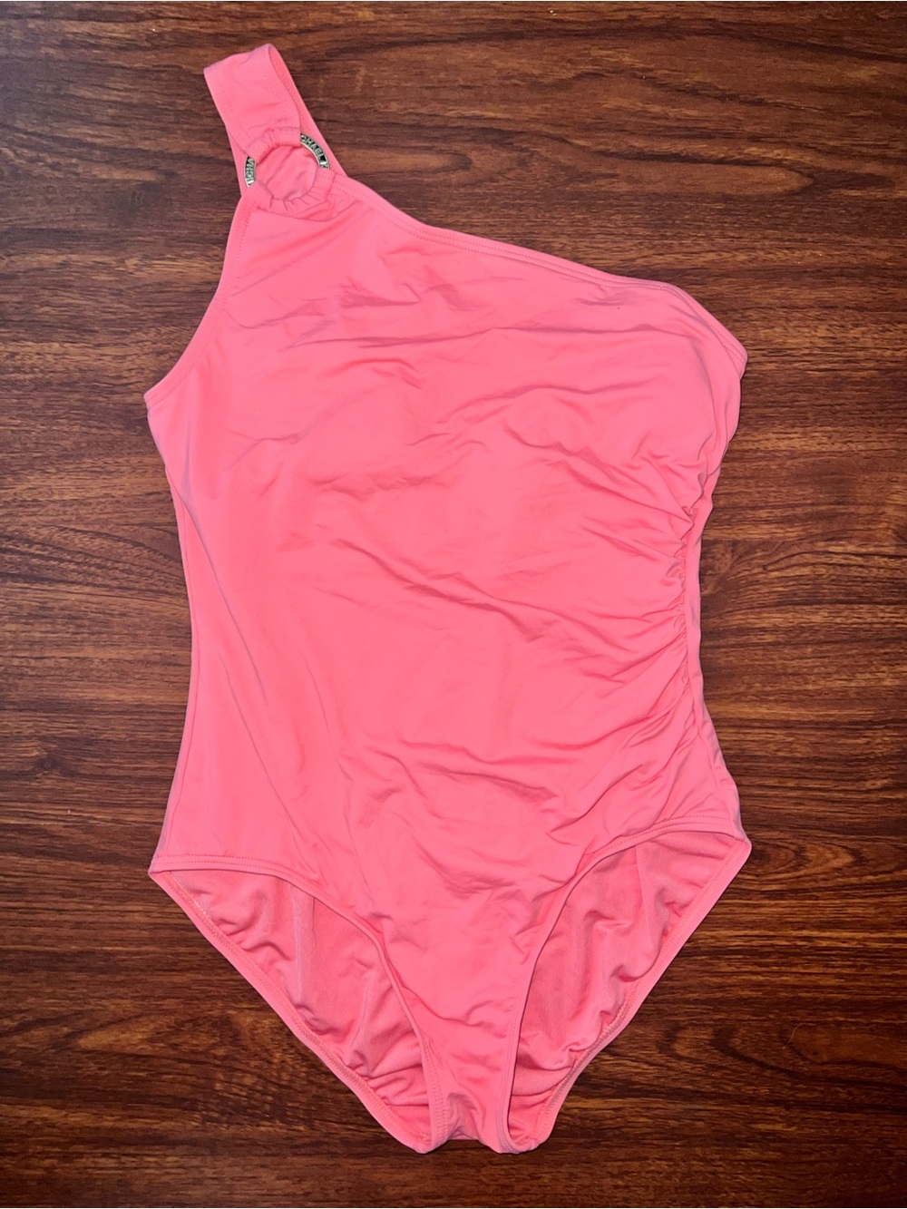 MICHAEL Michael Kors One-Shoulder Swimsuit in Coral